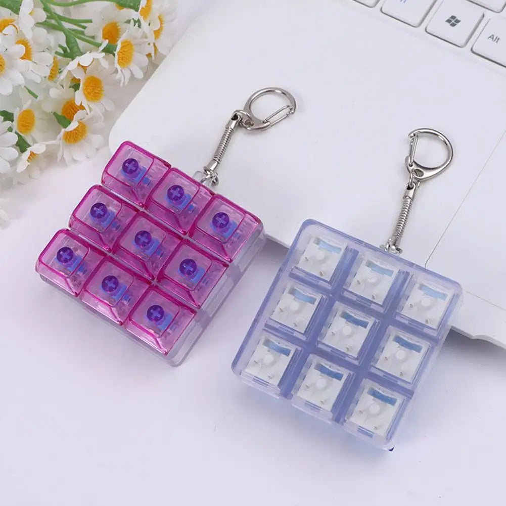 Lightweight Versatile Decompression Keychain Fingertip Press Luminous Button Toy Protable 9-key Keyboard Relieve Anxiety Toys Peaceful Pleasures Health and Wellness