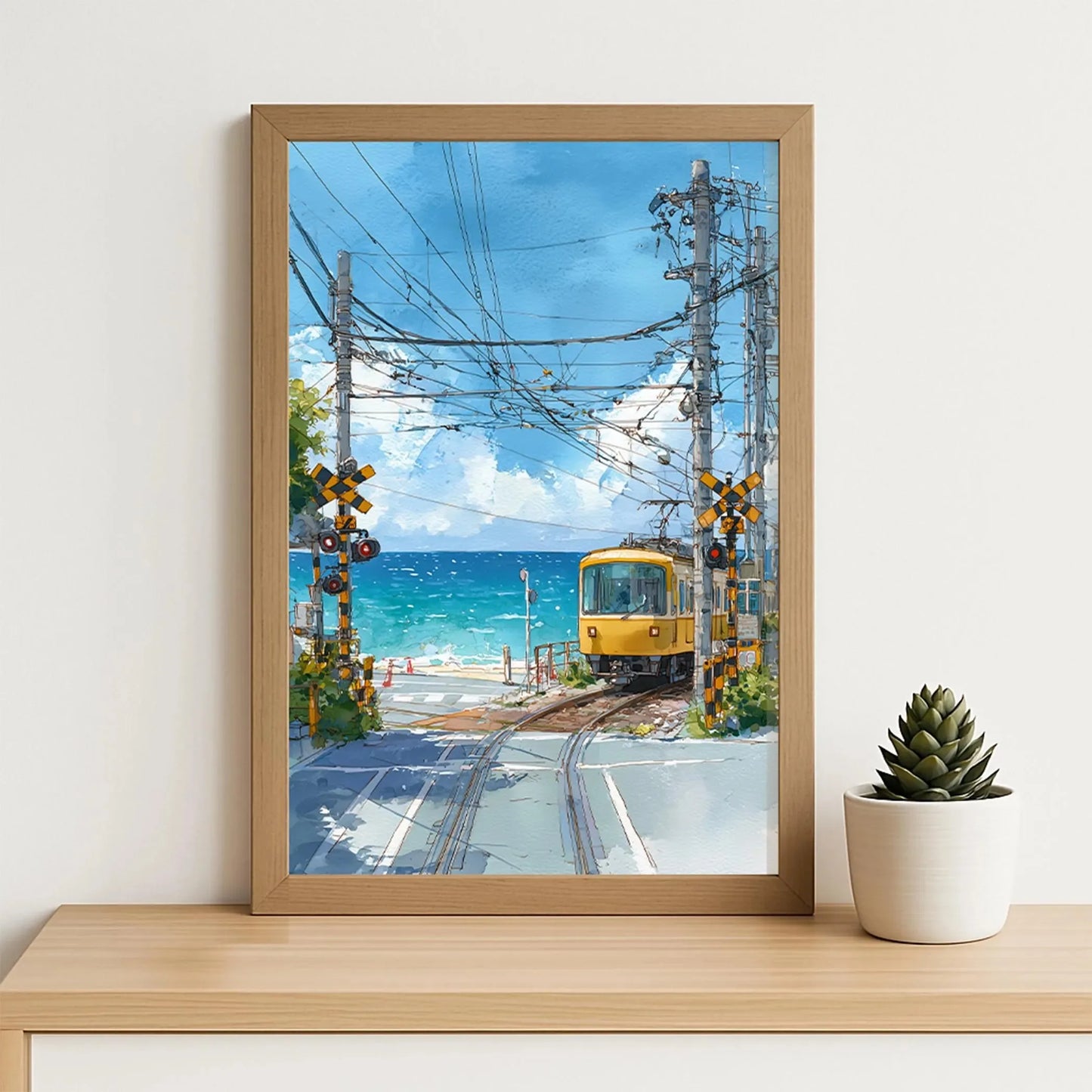 Retro Japanese Railway Landscape Canvas Print Tokyo Rainy Night Street Wall Art Poster for Modern Living Room Bedroom Home Decor Peaceful Pleasures Health and Wellness