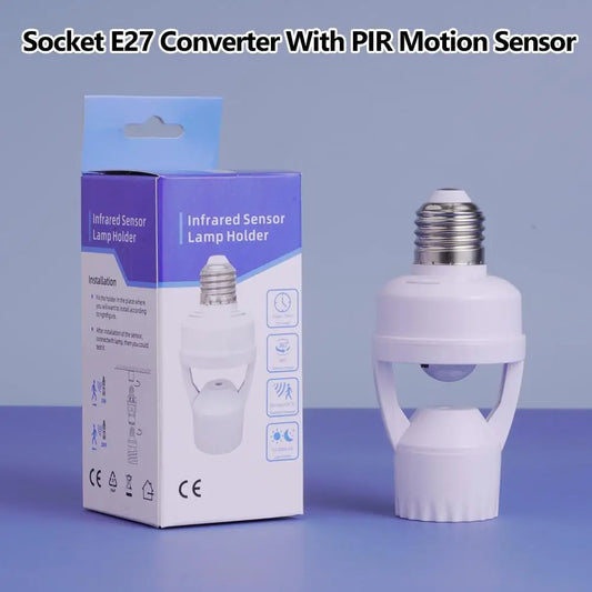 E27 PIR Motion Sensor Bulb Socket Adapter – Auto On/Off Motion Sensor Socket Peaceful Pleasures Health and Wellness