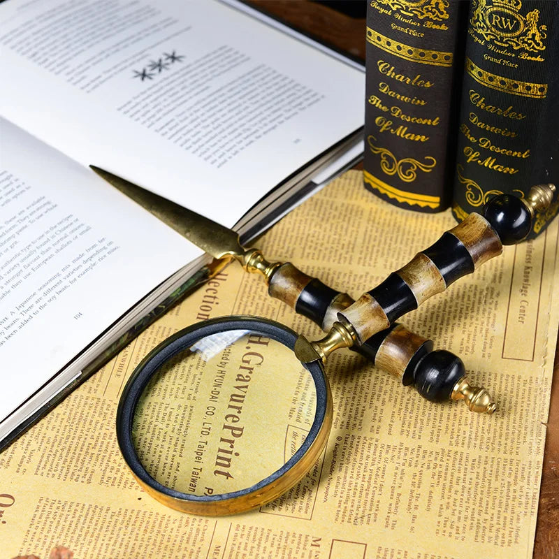 Household Goods, Retro Brass Horn Magnifying Glass, Sample Room, Soft Decoration, Props and Ornaments Peaceful Pleasures Health and Wellness 1