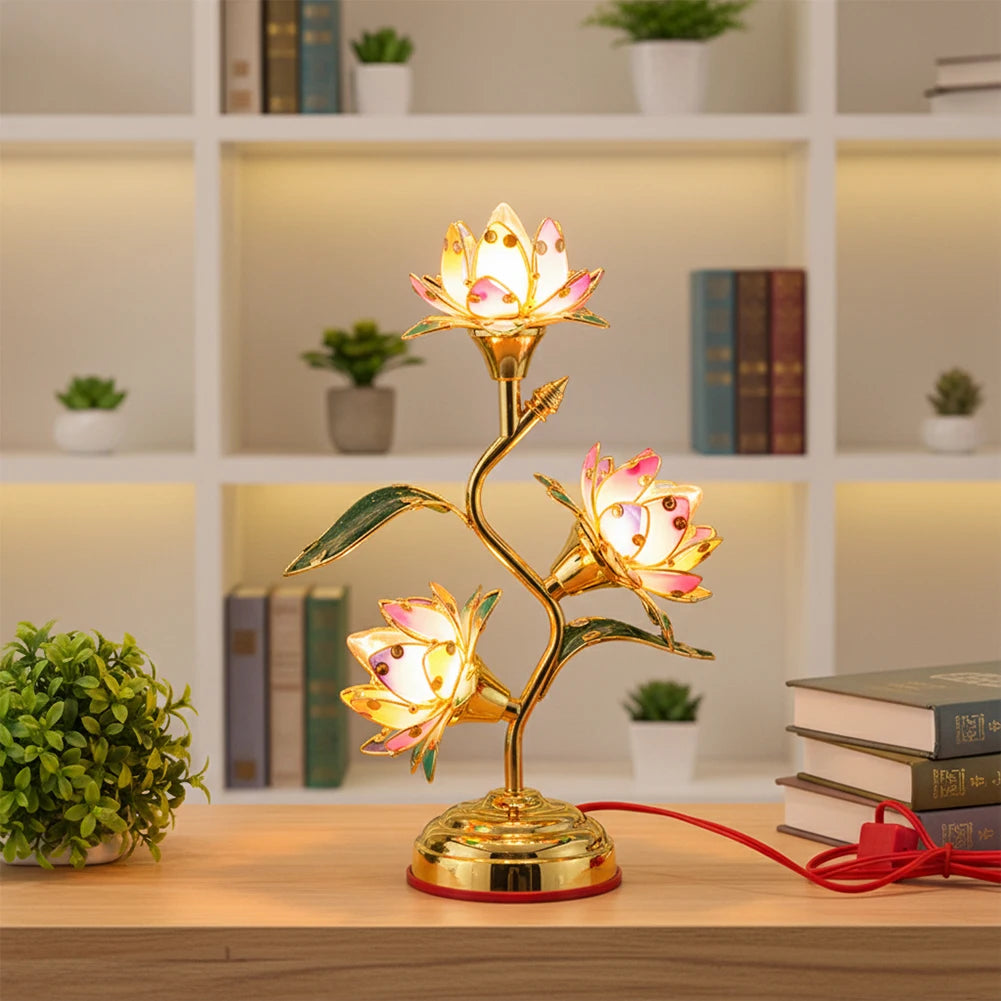 Lotus-Lamp Plug In Electric Lotus-Lantern Long-Lasting Led: Energy-Efficient Table Decorative Lamp Vibrant Multi-Color-Lotus Peaceful Pleasures Health and Wellness