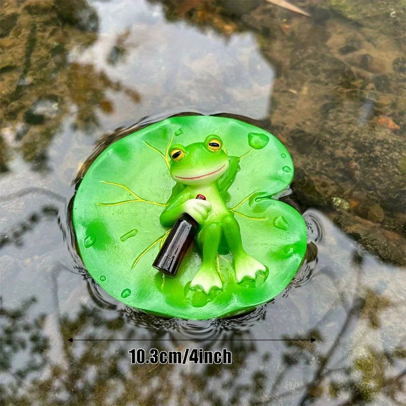 Floating Frog Pond Ornament | Resin Figurine Garden Decor Garden Figurine Peaceful Pleasures Health and Wellness