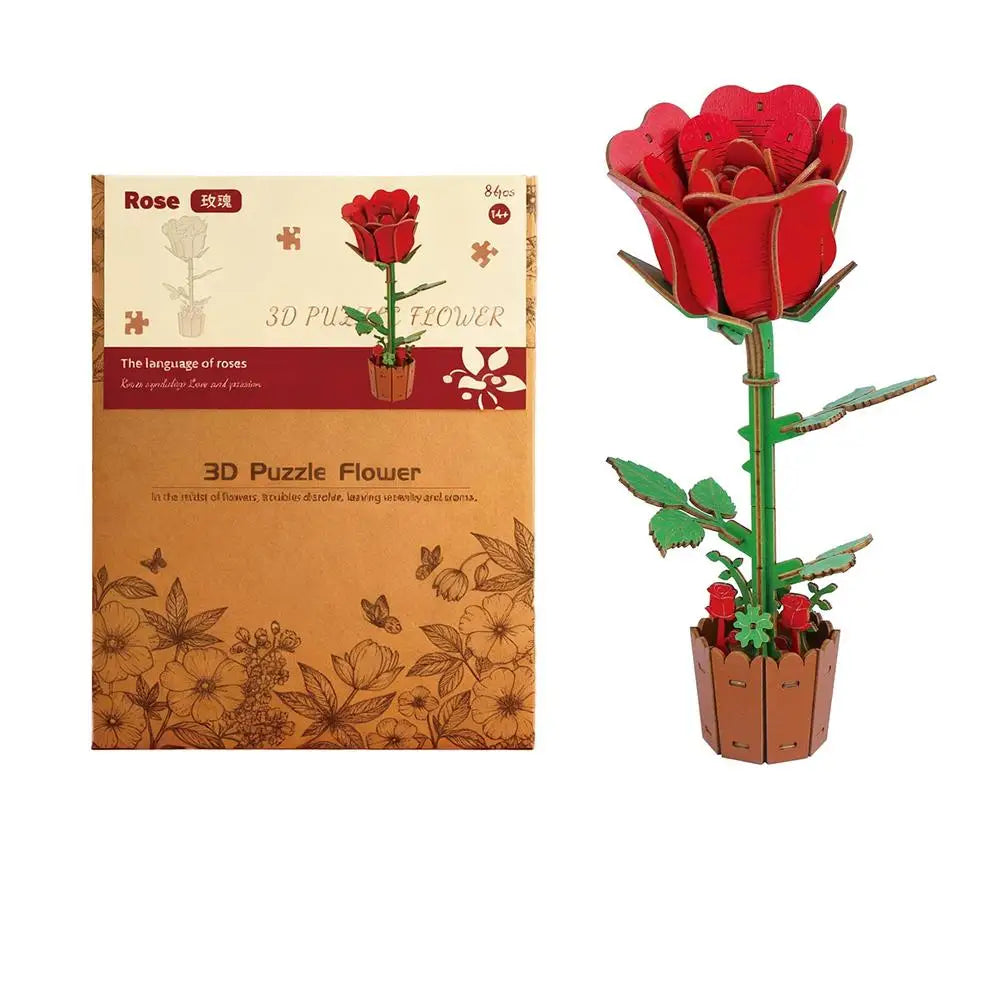 3D Wooden Flower Puzzle Kit for DIY Home Decoration Peaceful Pleasures Health and Wellness