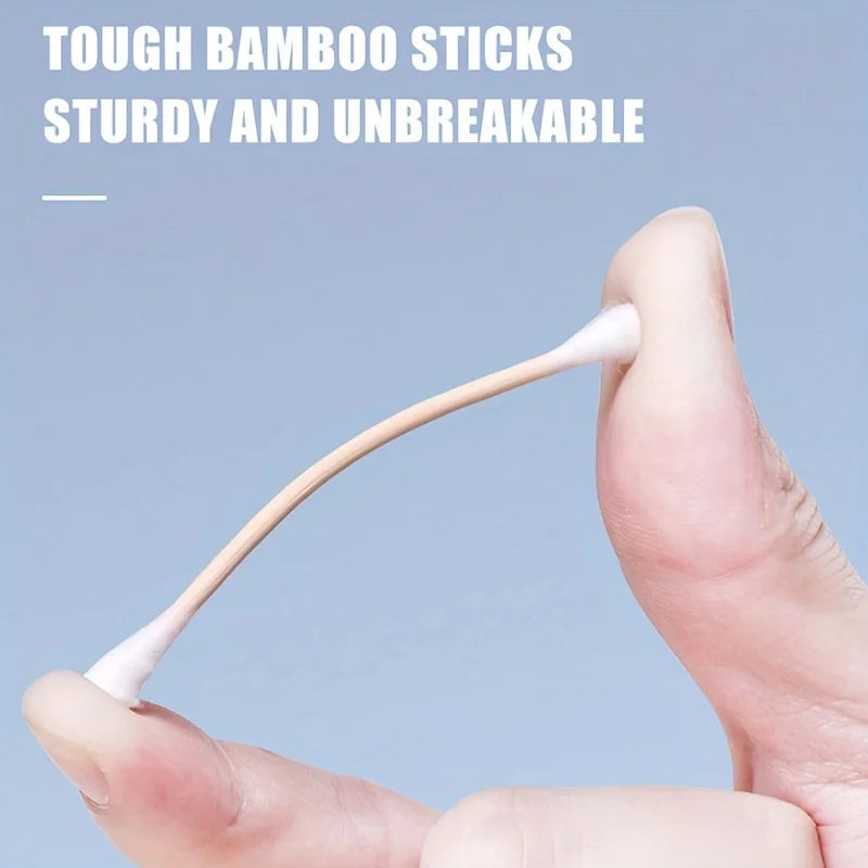 1000Count Cotton Swabs - Bamboo Sticks Cotton Swabs For Ears - Double Round Thick Cotton Buds Suitable For Makeup And Cleaning Peaceful Pleasures Health and Wellness