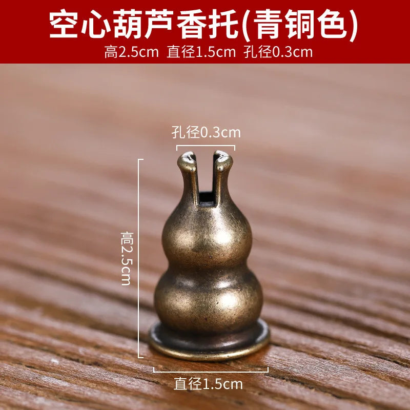 Brass Incense Burner Holder Stick Coil Bottle Gourd Shaped Copper
