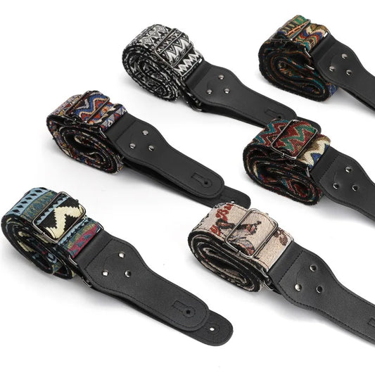 P&p Boho Embroidered Guitar Strap Cotton Adjustable Acoustic Electric Peaceful Pleasures Health and Wellness
