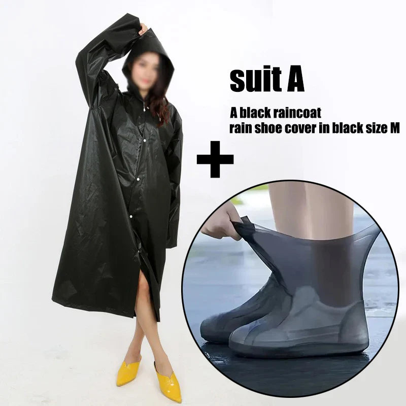 EVA Unisex Waterproof Raincoat with Optional Shoe Covers