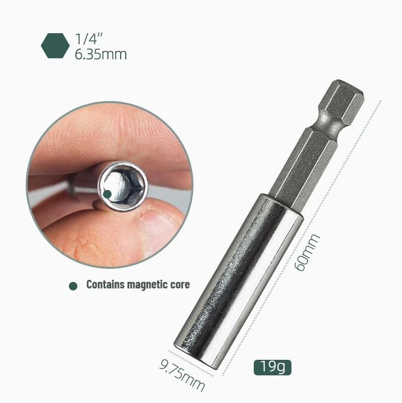 Magnetic Screwdriver Bit Set with Hex Handle & Extension Rod