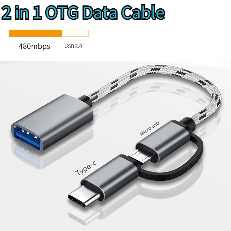 （Color random ）2in1 USB 3.0 OTG Adapter Cable Fast Transfer Braided Cord For Samsung MateBook U Disk Tablet PC Card Reader Peaceful Pleasures Health and Wellness Default Title