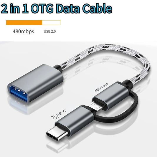 （Color random ）2in1 USB 3.0 OTG Adapter Cable Fast Transfer Braided Cord For Samsung MateBook U Disk Tablet PC Card Reader Peaceful Pleasures Health and Wellness Default Title