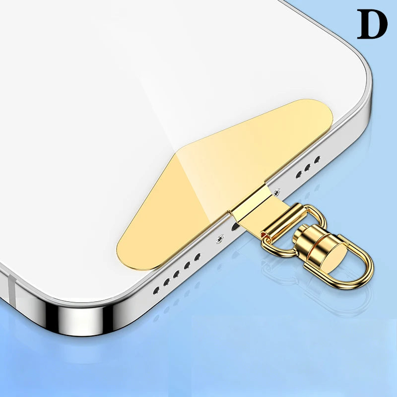 Steel Phone Lanyard Gasket Patch Anti-lost Anti Fall Mobile Phone Rope Card Metal Clip Strap Hang Cord Tab Accessories Peaceful Pleasures Health and Wellness D Gold
