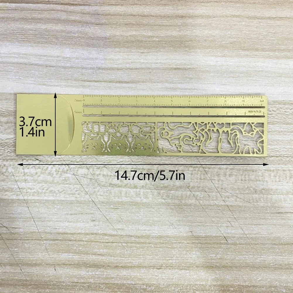 Cute Cat Hollow Metal Bookmark Ruler – Stencil & Journal Tool