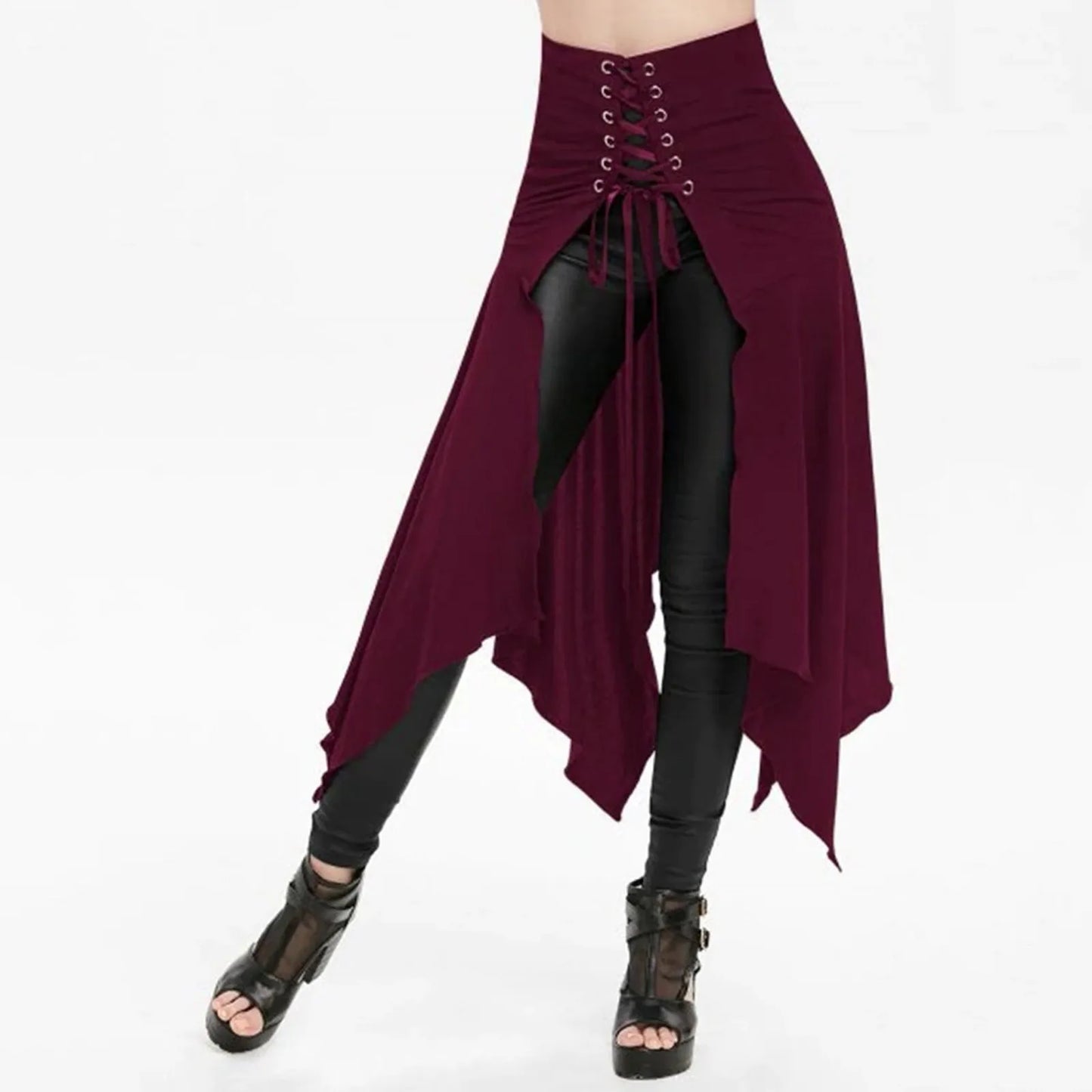 Gothic Black High Waist Irregular Long Skirt | Steampunk Women