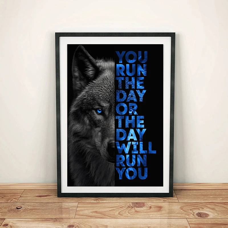 Animal Motivation Quotations Poster Lion Tiger Wolf Leopard Canvas Painting Modern Art Prints Wall Picture for Living Room Decor Peaceful Pleasures Health and Wellness