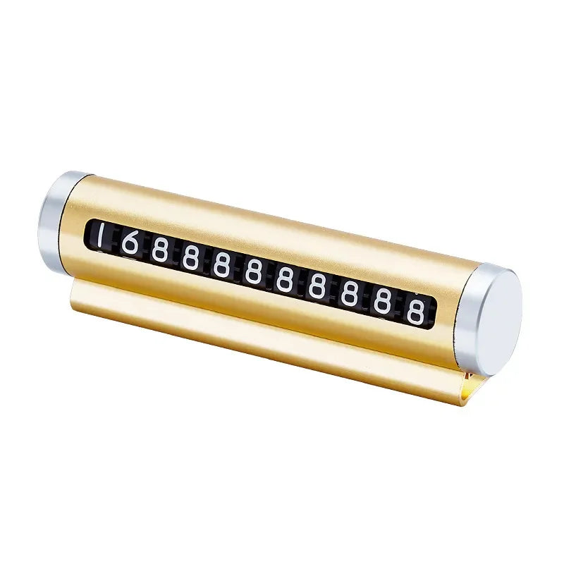 Metal Car Temporary Parking Card Universal Rotate Phone Number Plate Aluminum Stickers Park Stop in Car-styling Auto Accessories Peaceful Pleasures Health and Wellness Gold 1PC