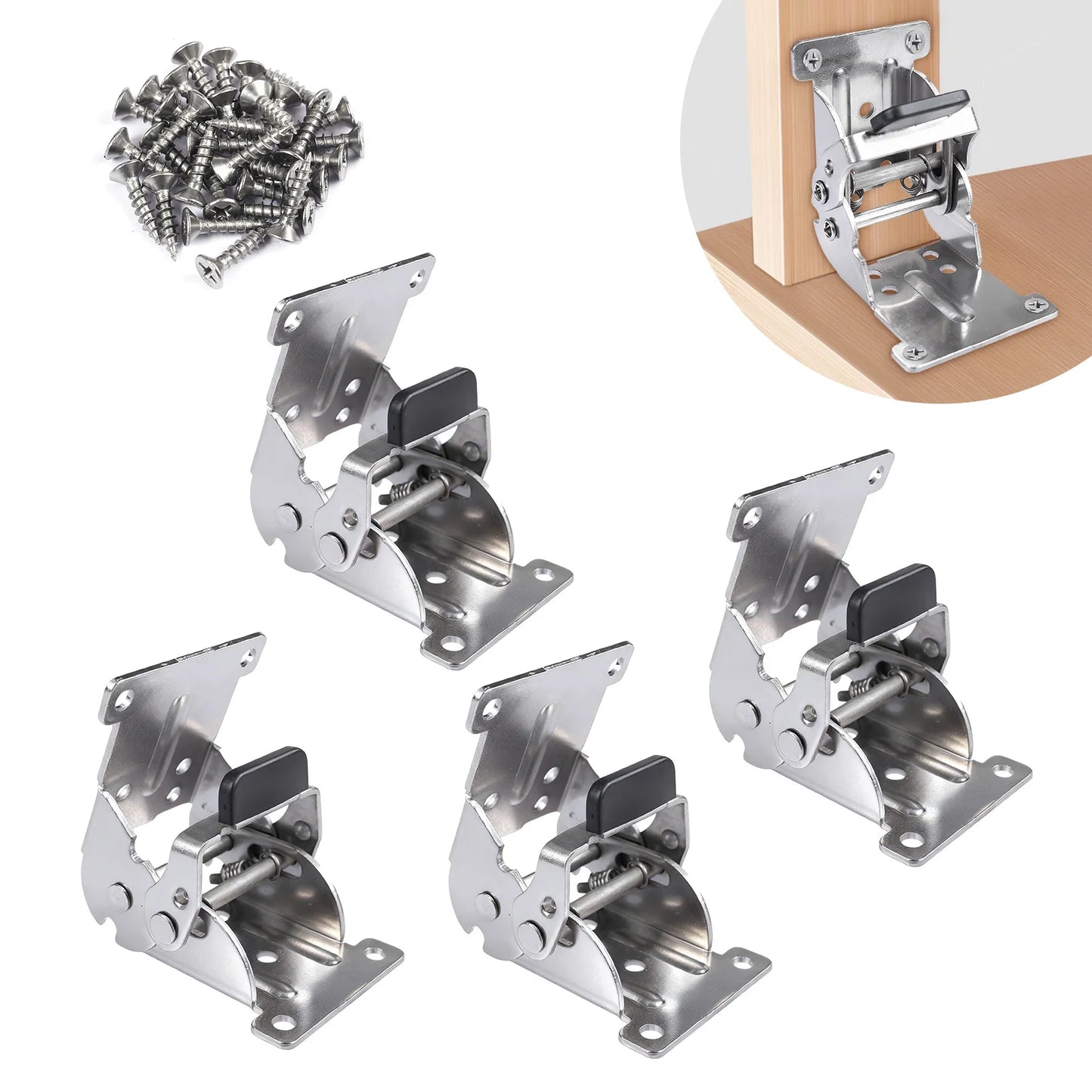 4-Pack Self-Locking Folding Hinges 180° Heavy Duty Table Brackets