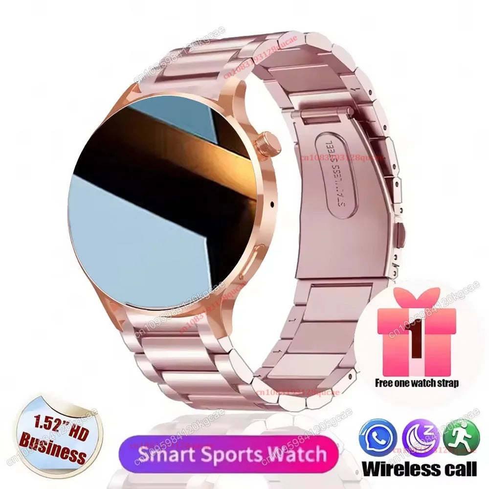 2026 New Men's Smart Watch 1.52'' HD Display Health Tracking Bluetooth Calling Voice Assistant Sports Smartwatch for Andorid IOS Peaceful Pleasures Health and Wellness Gold Pk-Steel