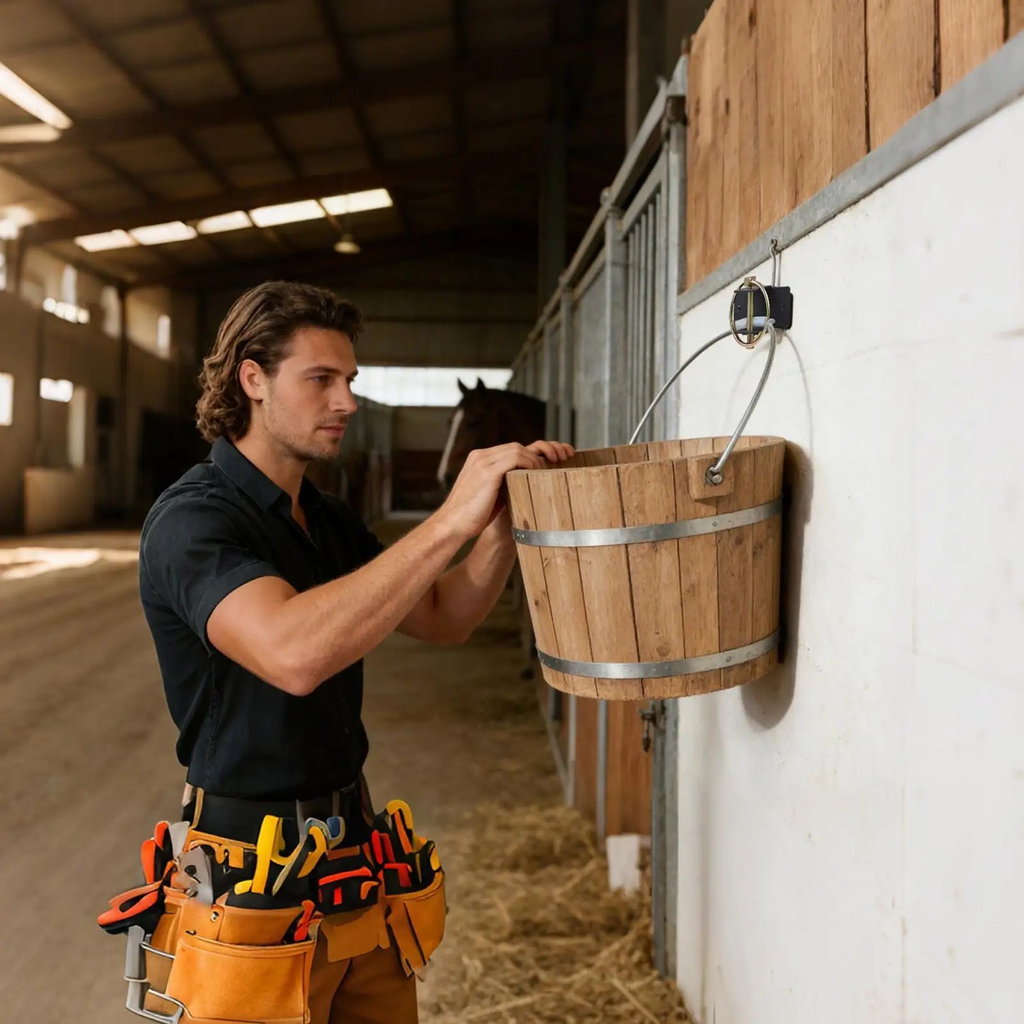 Stall Bucket Hook Hanger with Locking Pin – 2Pcs Barn & Fence