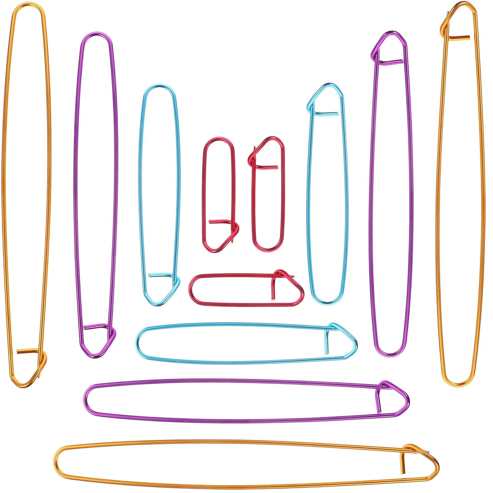 12Pcs Versatile Aluminum Stitch Holders 4 Sizes 6Cm 12Cm 17Cm 20Cm Easy Open Close Knitting Crochet Safety Pins for Scarves Peaceful Pleasures Health and Wellness Default Title