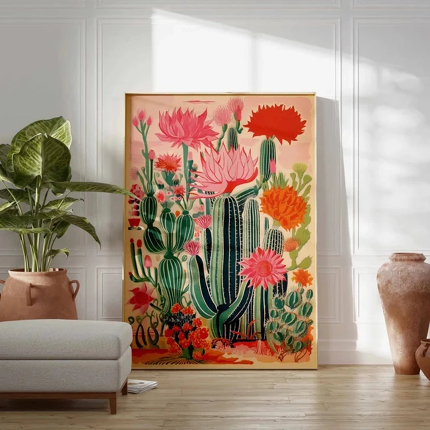 Colorful Mexican Cactus Canvas Wall Art Print | Home Decor