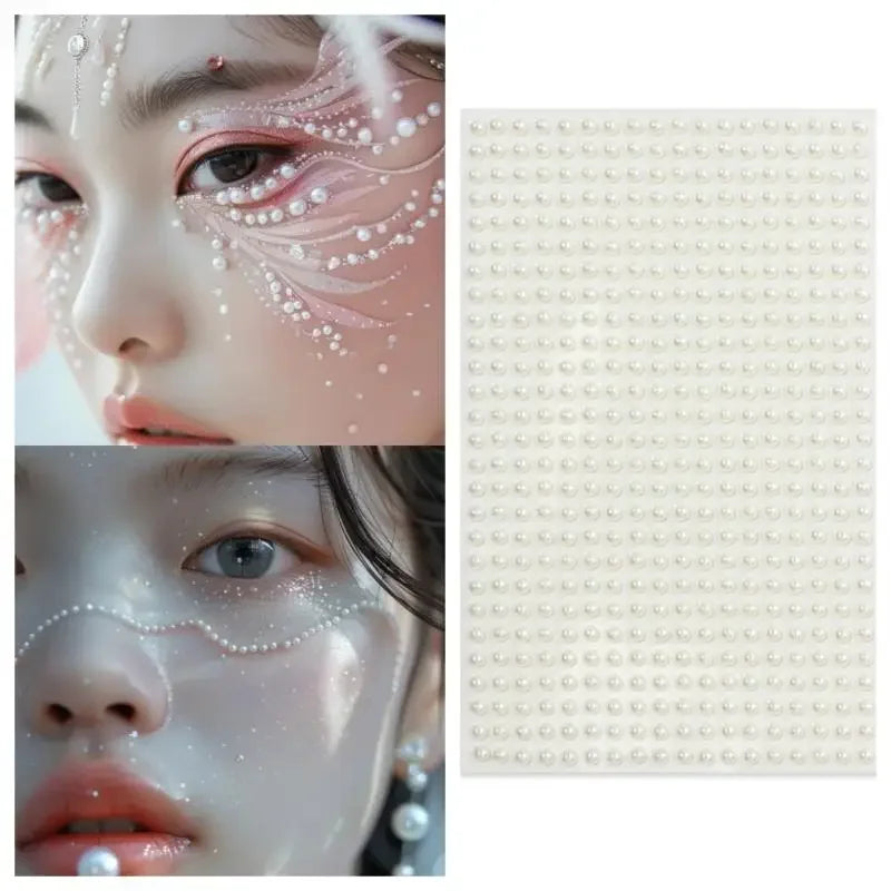 1sheet White Pearl Face Jewelry Stickers Self-Adhesive Pearl Eyeshadow Crystals Decals Decoration DIY Glitter Face Jewels Slider Peaceful Pleasures Health and Wellness