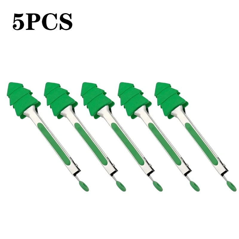 Christmas Silicone Food Tongs | Stainless Steel Kitchen Tongs Set