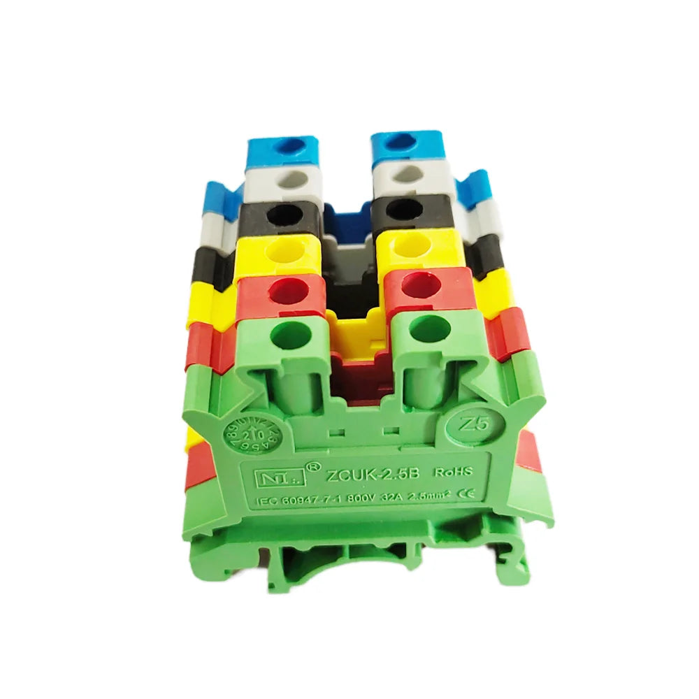 10/50/100PCS UK2.5B DIN Rail Terminal Block Screw Clamp Connector UK2.5 2.5mm² Cable Electrical Connector Peaceful Pleasures Health and Wellness