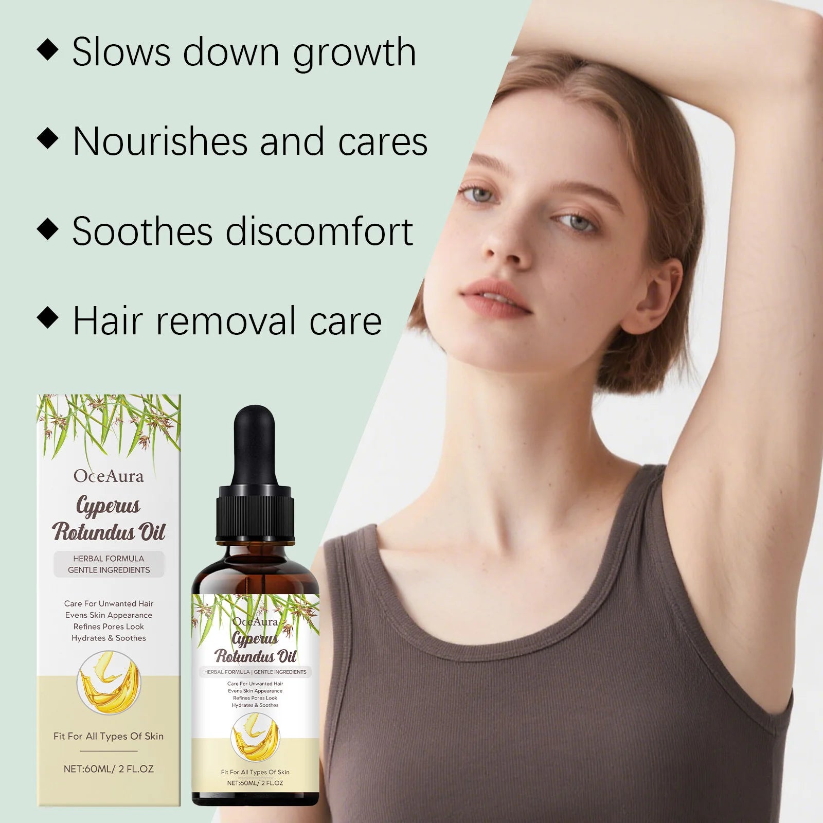 Hair Removal Essential Oil Armpit Legs Arms Body Hair Growth Inhibitor Painless Depilatory Hydrating Repair Smoothing Skin Care Peaceful Pleasures Health and Wellness
