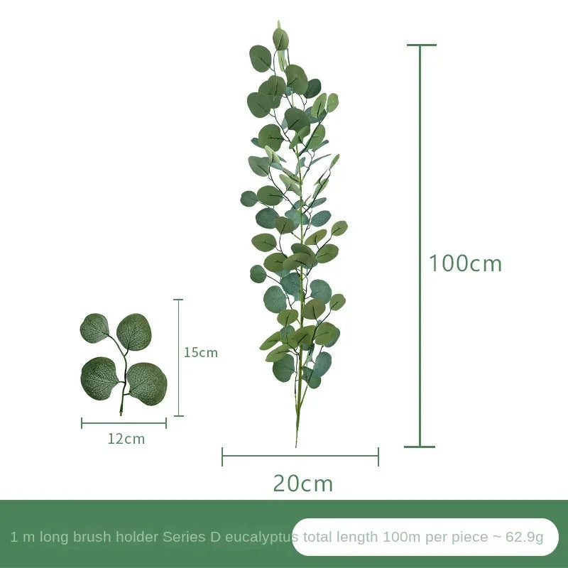 1m Artificial Eucalyptus Vine | Silk Bamboo Leaf Decor Stem
