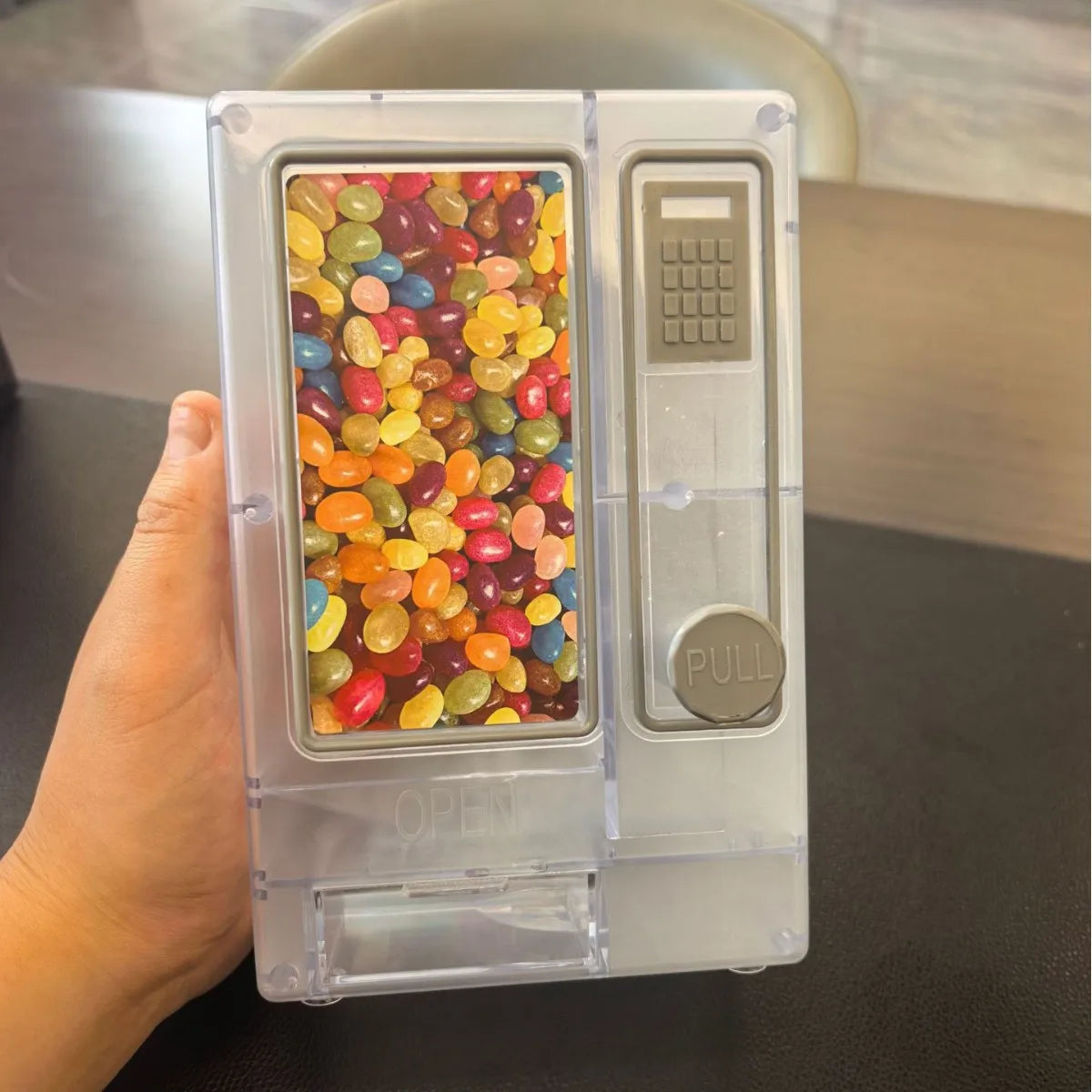 Creativity MM Bean Chocolate Bean Rainbow Candy Machine Mini Bean Machine M Bean Storage Can Children's Ornament Practical Toys Peaceful Pleasures Health and Wellness Light Grey