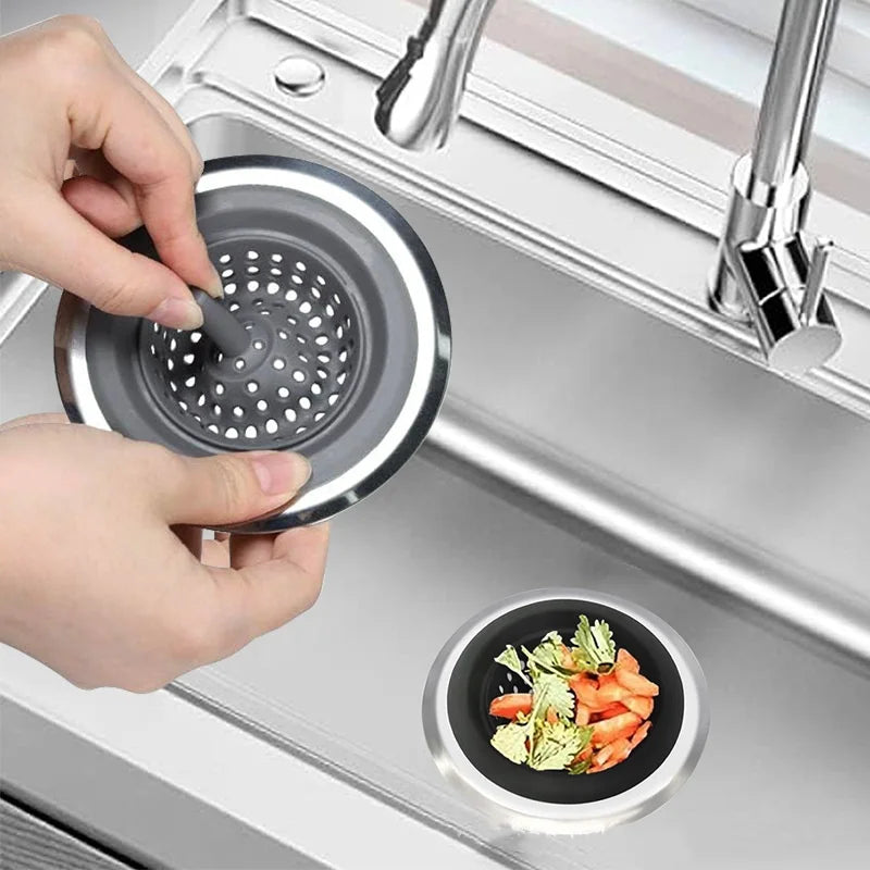 Silicone & Steel Sink Strainer – Hair Catcher & Drain Filter