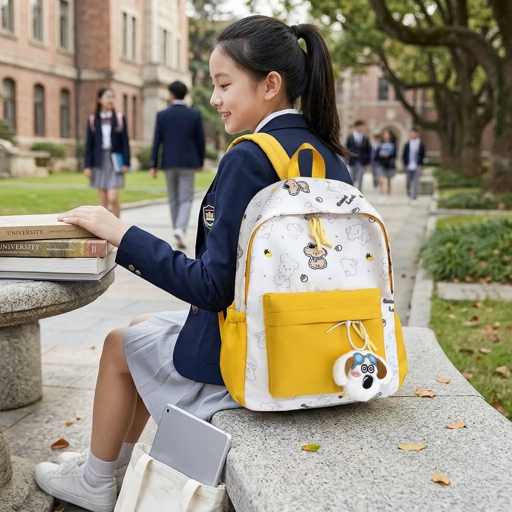 School Style Cartoon Backpack For Teen Girls Durable Waterproof School Bag With Laptop Compartment Peaceful Pleasures Health and Wellness