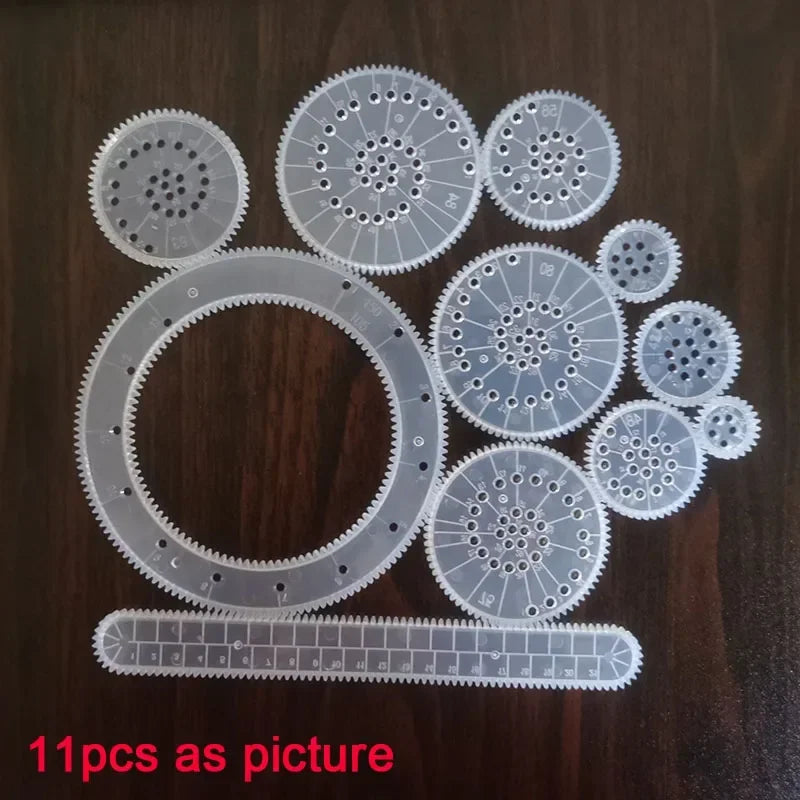 Spirograph Interlocking Gears Wheels Geometric Template Ruler Drawing