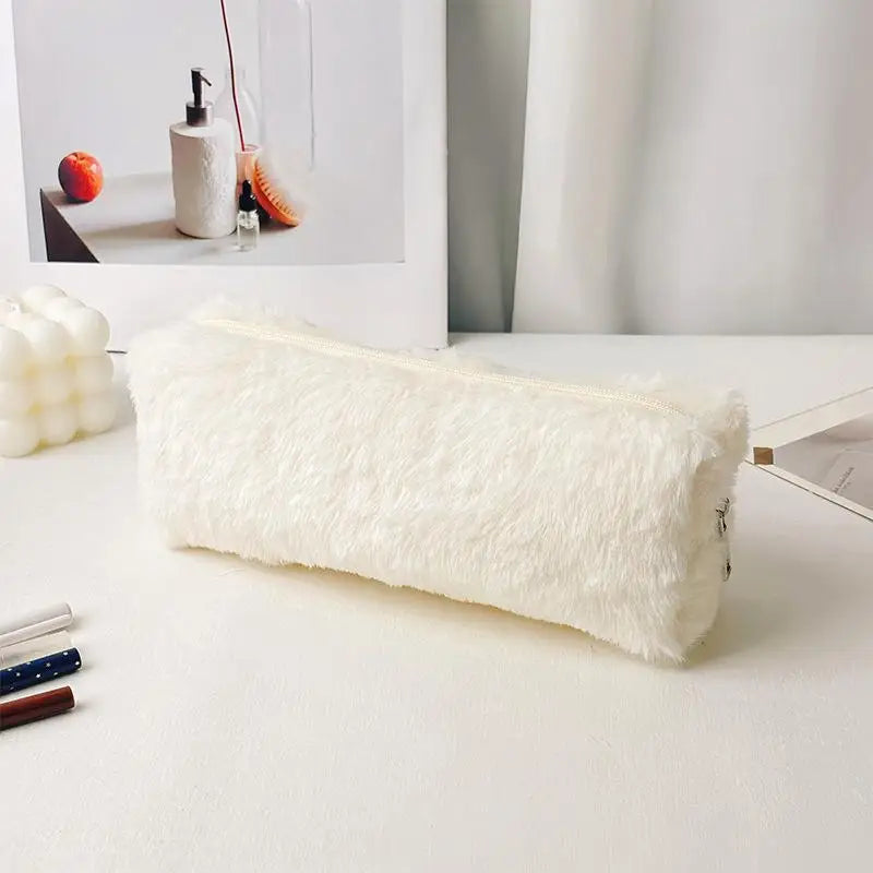 Plush Pencil Case & Makeup Bag – Large Capacity Fluffy Pouch
