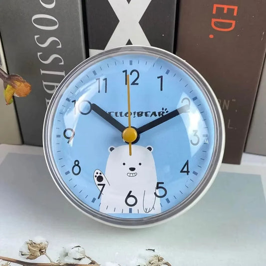 Anti-Fog Waterproof Bathroom Clock 7cm Mini Suction Cup Wall Clock Small Quartz Table Clock for Kitchen Peaceful Pleasures Health and Wellness