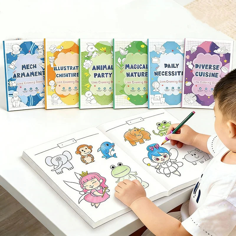 Children Simply Drawing Tracing Book Cartoon Line Draft Painting