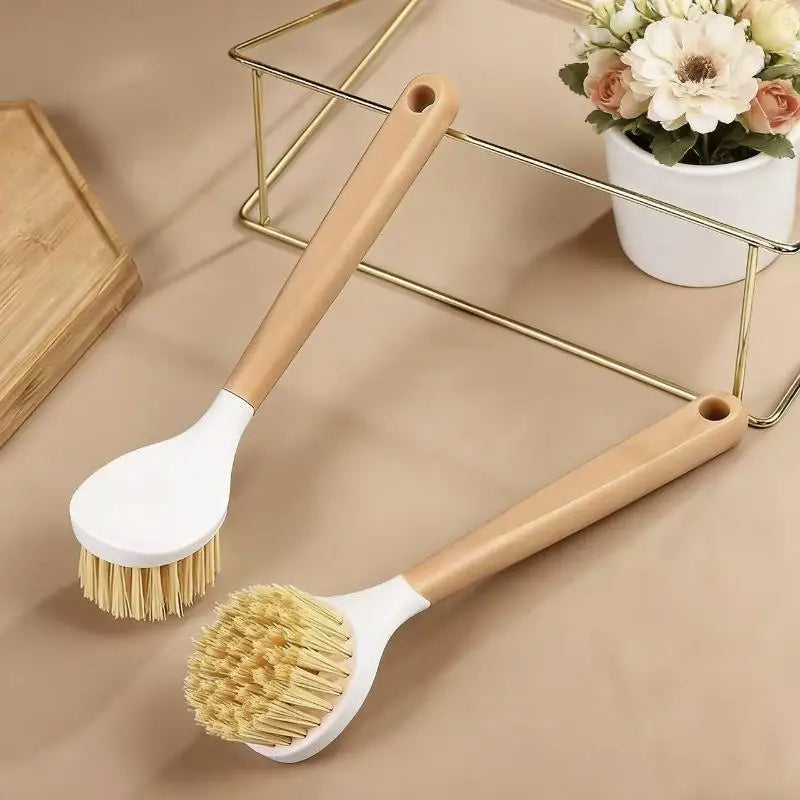 2-in-1 Long Handle Bath Brush & Exfoliating Loofah Puff