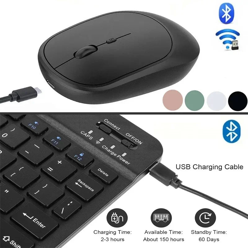 Mini 78-Key Wireless Keyboard Mouse Set Bluetooth-compatible Rechargeable Keyboard For Laptop Tablet For Android iOS Windows Peaceful Pleasures Health and Wellness