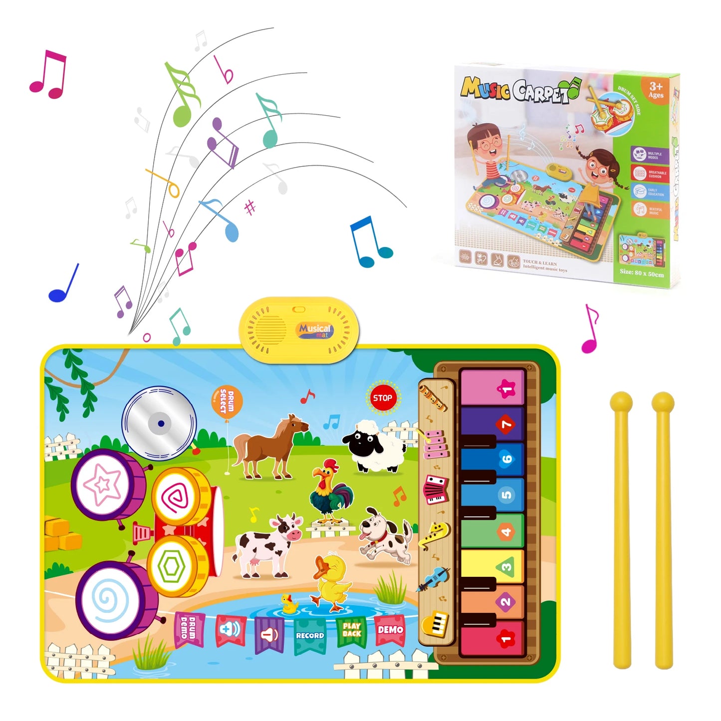 80x50cm Cartoon Musical Piano Mat Floor Play Kids Educational Toys