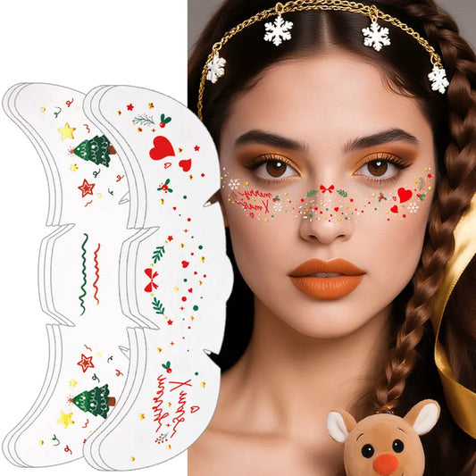 Christmas Sparkle Freckle Temporary Face Stickers – 6 Sheets Face Tattoo Stickers Peaceful Pleasures Health and Wellness