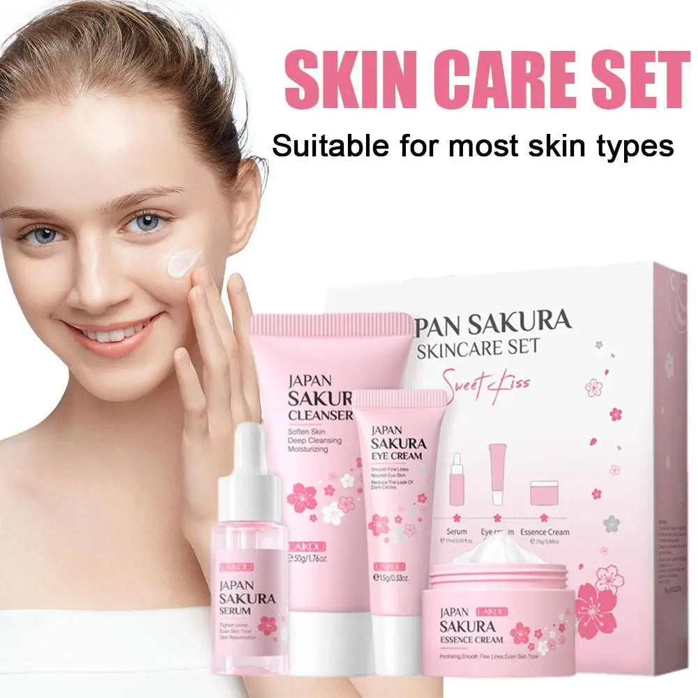 Sakura Cherry Blossom 5-Piece Skincare Set | Cleanser, Toner, Serum, Eye Cream & Face Cream Peaceful Pleasures Health and Wellness