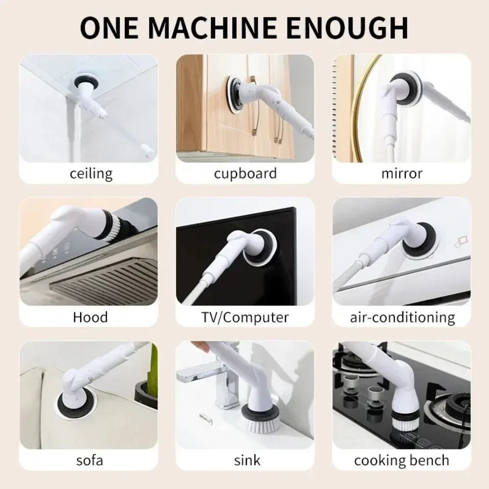6-in-1 Cordless Electric Spin Scrubber – Kitchen & Bathroom