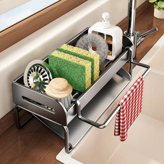 Kitchen Sink Sponge Holder – Rust-Resistant Sink Storage Rack Sink Organizer Rack Peaceful Pleasures Health and Wellness