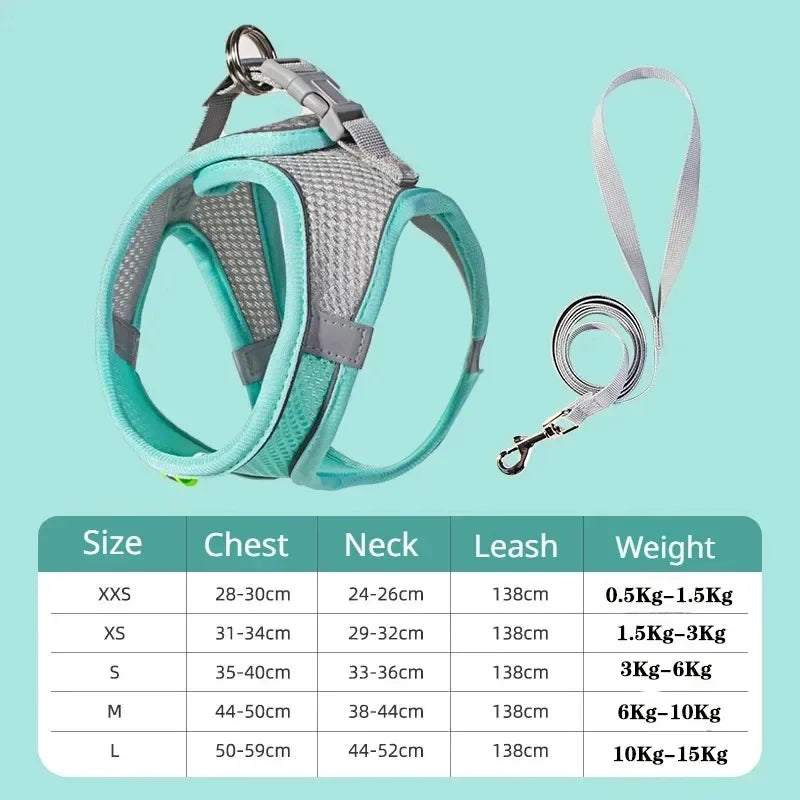 Cat Harness and Belt Set Breathable Accessories for Cats Pet Products Necklace Collar Pets Supplies Home Collars Things Cats Peaceful Pleasures Health and Wellness Green XXS 0.5-1.5kg