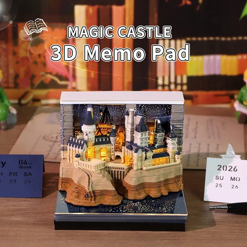 Omoshiroi 3D Castle Memo Pad – 2026 Desk Calendar Sticky Notes