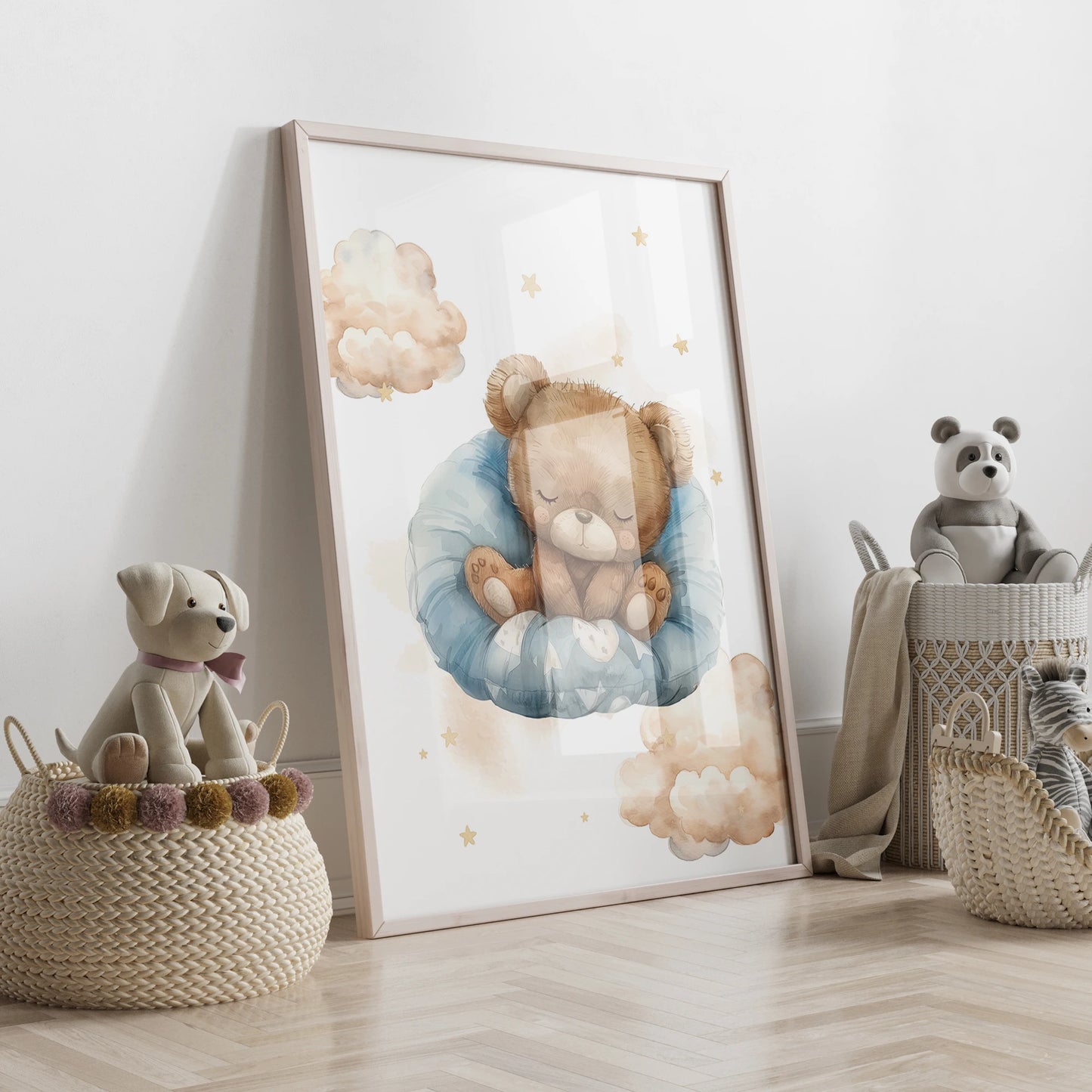 3pcs Personalized Name Brown Bear Wall Art Print Picture Canvas Poster Painting Living Room Children's Room Home Decor Peaceful Pleasures Health and Wellness