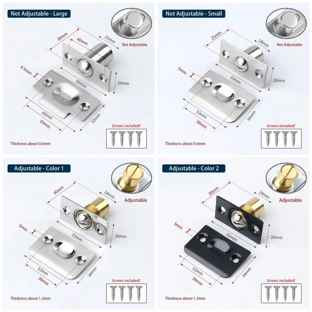 Adjustable Spring Ball Catch Door Latch with Strike Plate