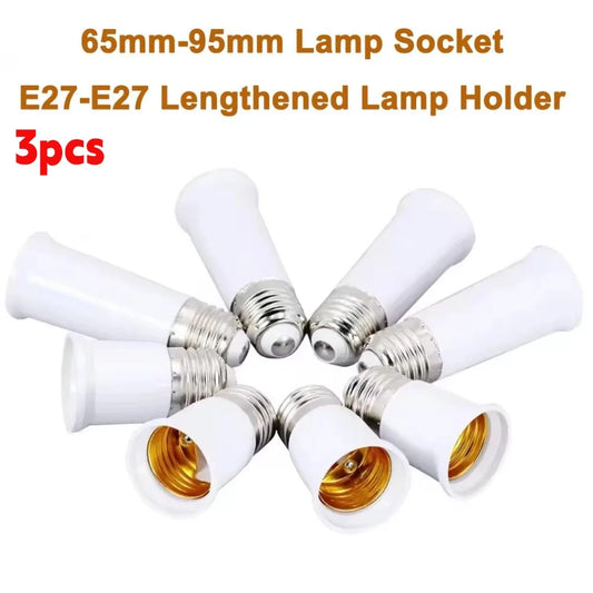 E27 to E27 Lamp Base Extender Adapter Set, 3PCS65mm/95mm Lamp Holder Socket Extension for Bulb Conversion LED Light Adapter Peaceful Pleasures Health and Wellness