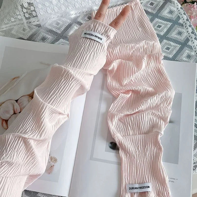 Ice silk sunscreen sleeves, solid color, simple Korean version, driving, cycling, sun shading, UV protection, summer Peaceful Pleasures Health and Wellness