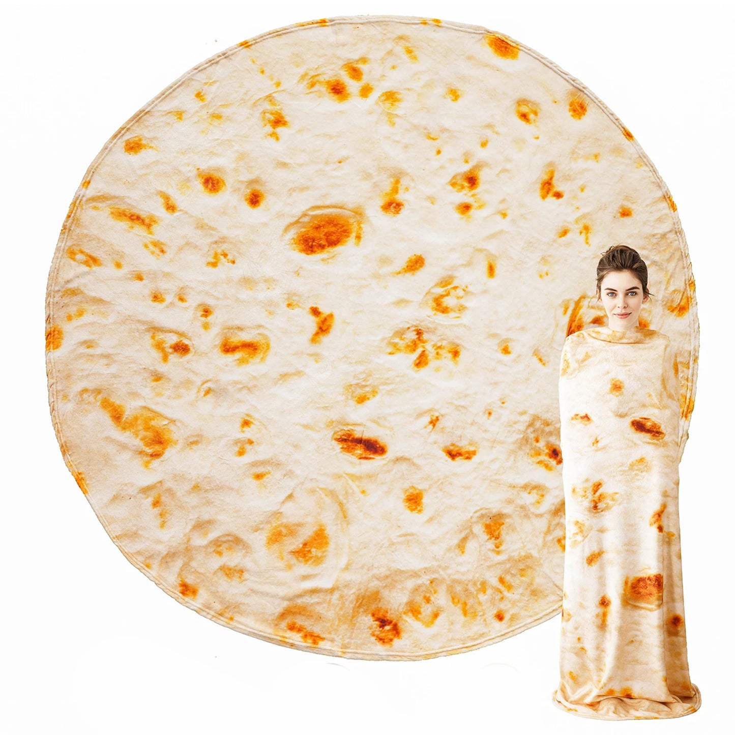 Battilo Tortilla Blanket – Funny Round Flannel Throw Blanket